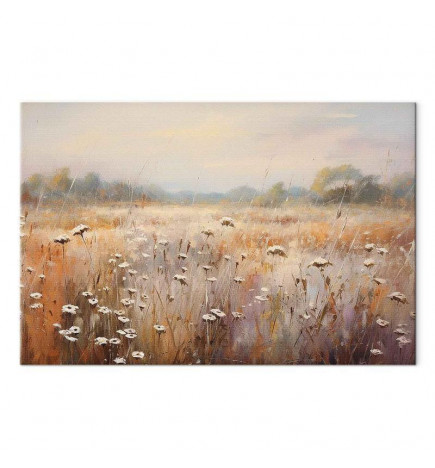 Glezna - Impressionist meadow – field landscape in a pastel colour palette