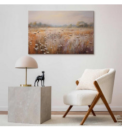 Glezna - Impressionist meadow – field landscape in a pastel colour palette