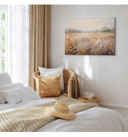 Slika - Impressionist meadow – field landscape in a pastel colour palette