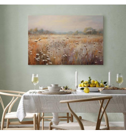 Glezna - Impressionist meadow – field landscape in a pastel colour palette