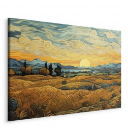 Glezna - Impressionistic fields - painted golden landscape with fields of grain