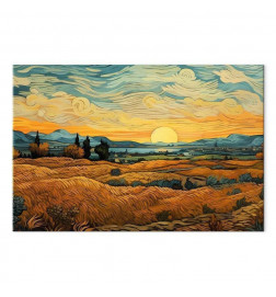 Cuadro - Impressionistic fields - painted golden landscape with fields of grain
