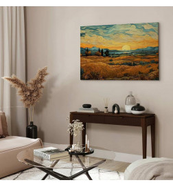 Paveikslas - Impressionistic fields - painted golden landscape with fields of grain