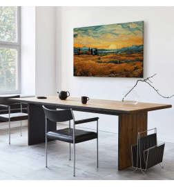 Glezna - Impressionistic fields - painted golden landscape with fields of grain