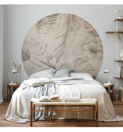 Round Wall Mural - Tropics in sepia
