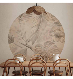 Round Wall Mural - Tropics in sepia