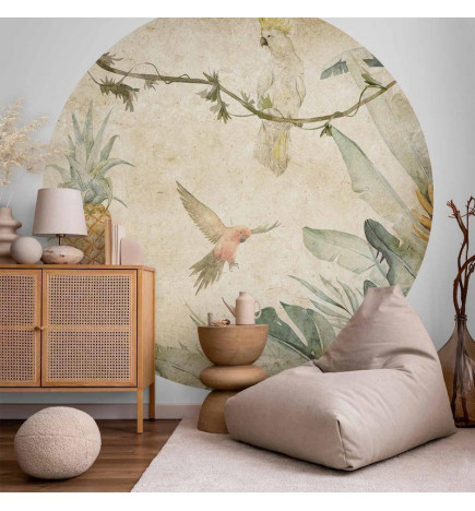 Round Wall Mural - Parrots in the jungle