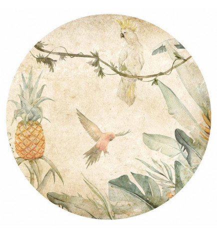 Ronde fotobehang - Parrots in the jungle