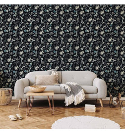 Behang - Fragrant flowers and herbs - blue