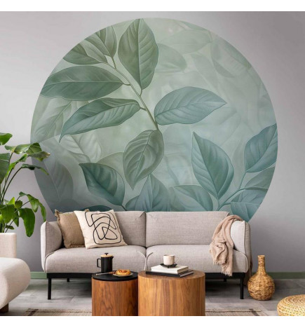 Mural de parede redondo - Mint leaves: large botanical motif