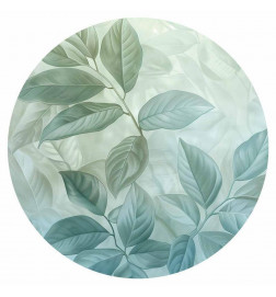 Apaļā fototapete - Mint leaves: large botanical motif