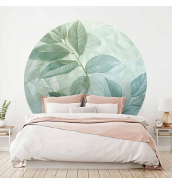 Fotomural redondo - Mint leaves: large botanical motif