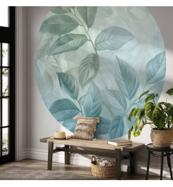 Round Wall Mural - Mint leaves: large botanical motif