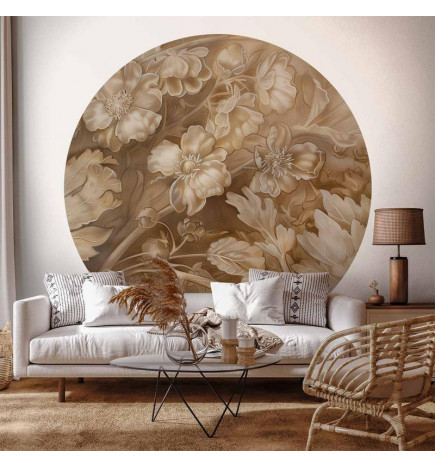 Papier Peint rond - Carved plant and flower ornaments