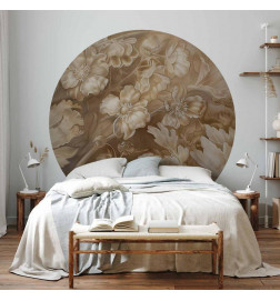 Pyöreä seinämaalaus - Carved plant and flower ornaments