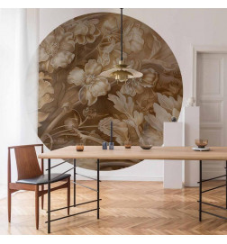 Pyöreä seinämaalaus - Carved plant and flower ornaments