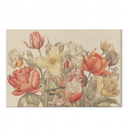 Tableau - Bouquet of flowers on a cream background