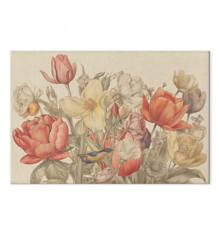 Tablou - Bouquet of flowers on a cream background