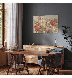 Tableau - Bouquet of flowers on a cream background