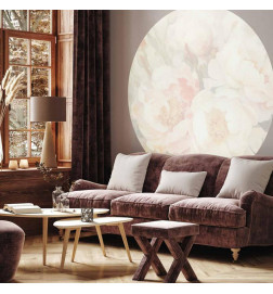 Ronde fotobehang - Peonies in the mist