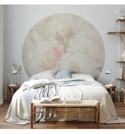 Mural de parede redondo - Peonies in the mist