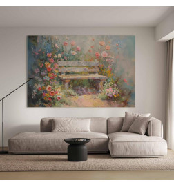 Quadro XXL - Flowery bench - impressionist painting full of flowers
