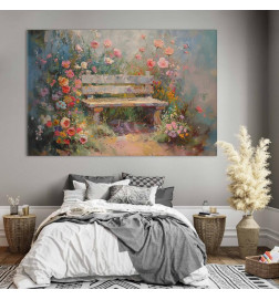XXL-kuva - Flowery bench - impressionist painting full of flowers