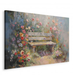 Cuadro - Flowery bench - impressionist painting full of flowers