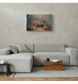 Canvas Print - Flowery bench - impressionist painting full of flowers