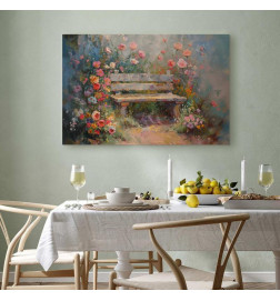 Tablou - Flowery bench - impressionist painting full of flowers