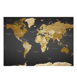 Papier peint adhésif - Carte du monde en noir et beige