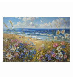 Plakāts - Seascape – wildflowers and a view of the rough sea