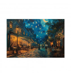 Groot XXL schilderij - Paris street - painting inspired by the style of Vincent van Gogh