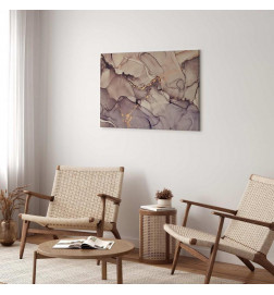 Leinwandbild - Watercolour abstraction - powder pink marble with gold accents