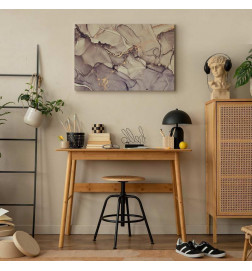 Canvas Print - Watercolour abstraction - powder pink marble with gold accents