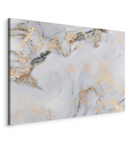 Canvas Print - White stone – elegant marble with golden reflections