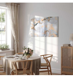 Leinwandbild - White stone – elegant marble with golden reflections