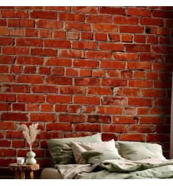 Fototapete - Old wall – retro-style red brick wall