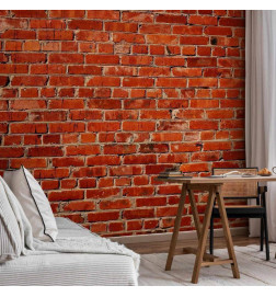 Fototapete - Old wall – retro-style red brick wall