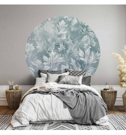 Ronde fotobehang - Distressed floral patterns in muted turquoises