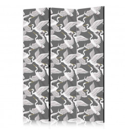 Paravan - Pastel birds - a delicate pattern of white and grey herons on a light pink background