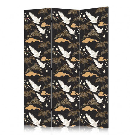 Aizslietnis - Oriental impressions - decorative pattern with a motif of flying cranes on a dark background