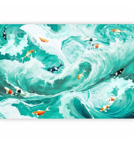 Fotobehang - Fish and waves