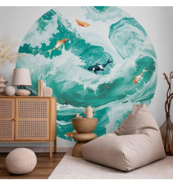 Apvalus fototapetas - Fish and waves