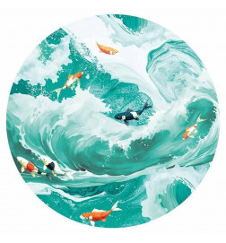 Mural de parede redondo - Fish and waves
