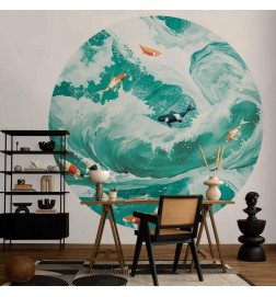 Fotomural redondo - Fish and waves