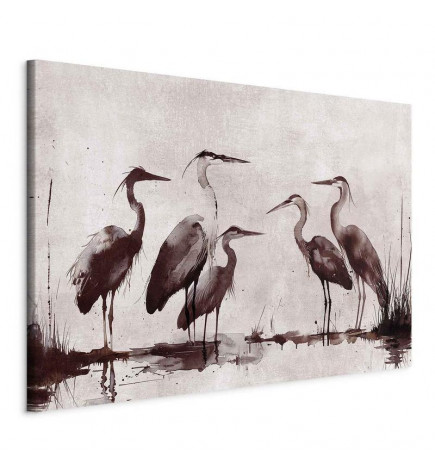 DYI Large Canvas Print - Herons painted with ink