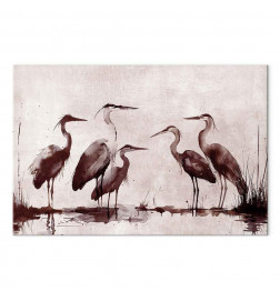 Canvas Print - Herons painted with ink
