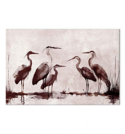 Seinapilt - Herons painted with ink