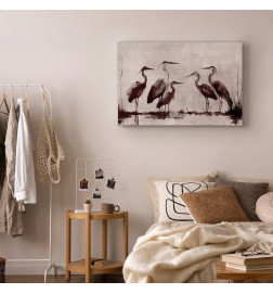 Schilderij - Herons painted with ink